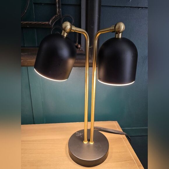 Dylan Bullet Shaped Dual Head Table Lamp Black Includes LED Light Bulb 17' - Picture 3 of 12